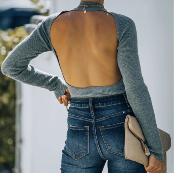Backless Long Sleeve Bodysuits